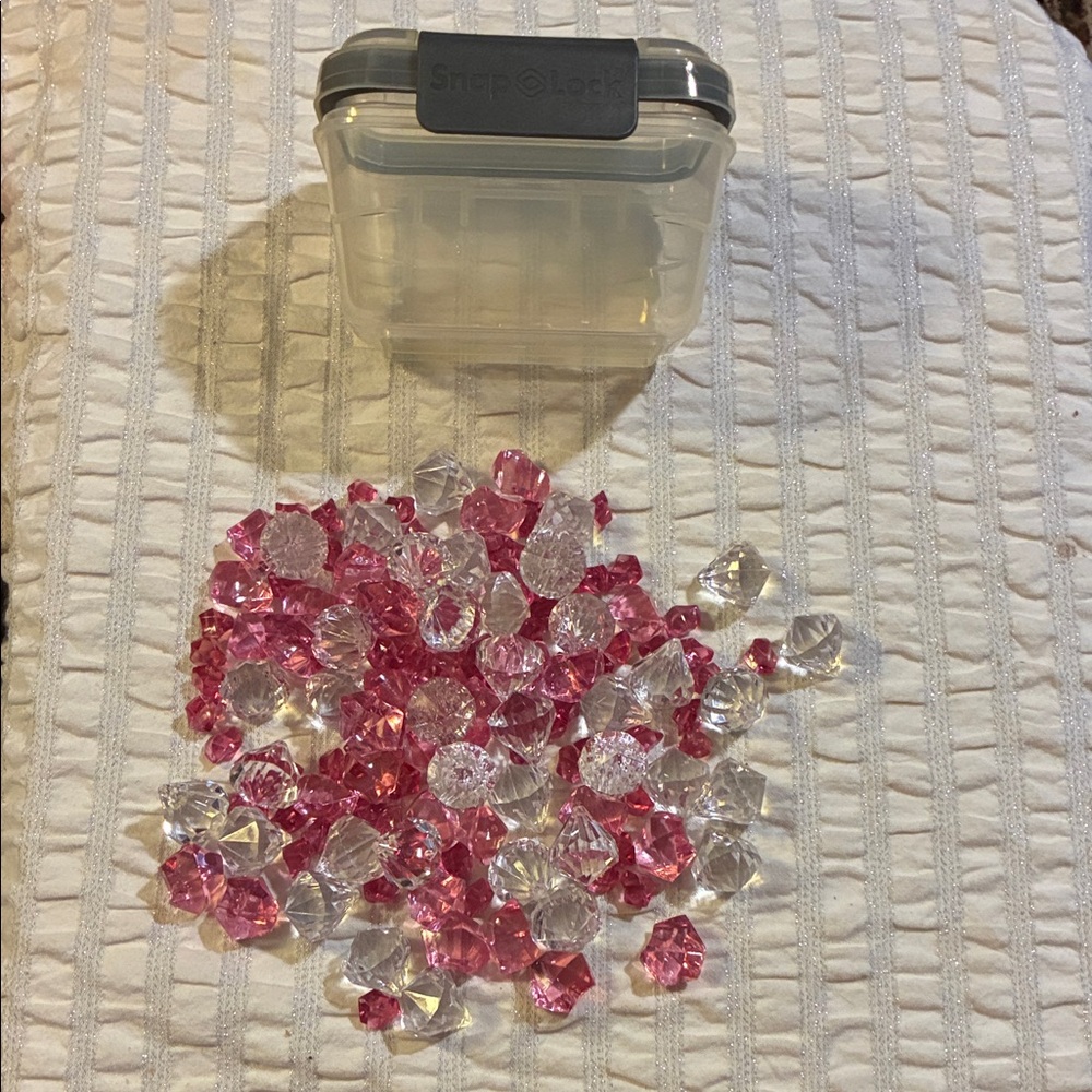 Pink and Clear Gemstones with Storage Box